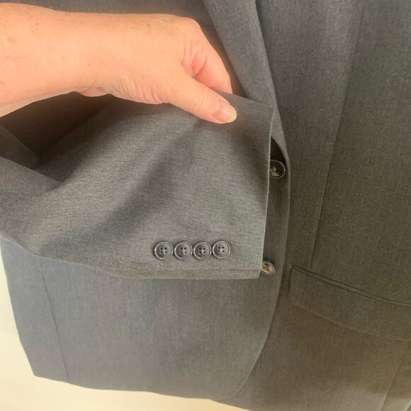 Van Heusen Size 44L Men's Sport Coat Blazer Jacket Dark Gray Work Travel - Picture 4 of 7